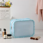 Ruffled Makeup Bag, Mint Gingham - Image 2