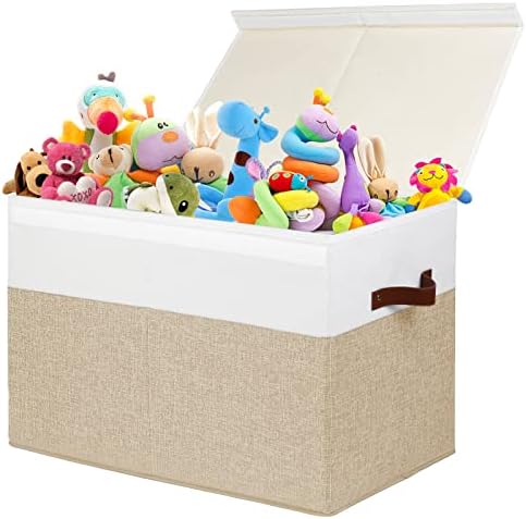 Large Toy Storage Box with Lid, Toy Chest Bin Boxes Basket with Dividers by Gowee