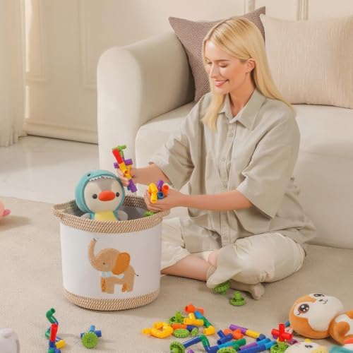 Baby Toy Basket Blanket Baskets Laundry Hamper Cute Elephant Nursery - Image 3