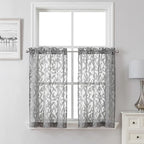 Lecloud Leia Charcoal Grey Sheer Kitchen Curtains 36 Inch Length 2 Panels by Lecloud