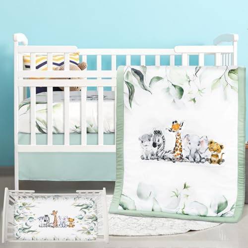 Hahafelt 3 Pcs Safari Animals Baby Crib Bedding Set by Hahafelt