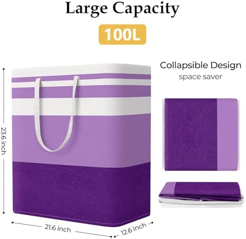 StorageRight Laundry Basket Hamper, 100L Collapsible Clothes Storage - Image 2