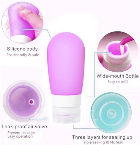 Mziart Travel Bottles for Toiletries, 2.7oz Silicone Travel Size Containers - Image 2