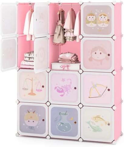 Costzon Kids Closet, Cartoon DIY Modular Dresser Storage Organizer by Costzon