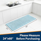 Chenille Bathroom Runner Rug 24"x60" Baby Blue, Plush Bath Mat - Image 2