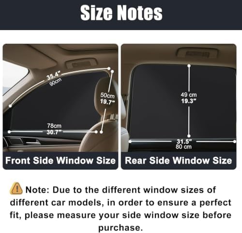 XCBYT Magnetic Car Side Window Shades, 100% Blackout Privacy Curtains - Image 5