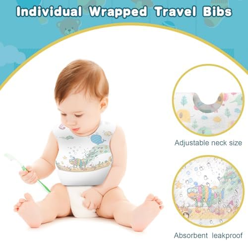 Shinymoon 100 Pcs Disposable Baby Bibs Individually Wrapped - Image 5