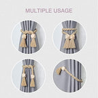 NICEEC 2 Pack Wooden Polyhedron Magnetic Curtain Tiebacks Boho Home Decor Drape - Image 5