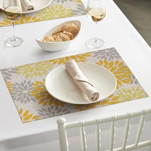 Artoid Mode Floral Plastic Placemats Set of 6, 12x18 Inch Washable Non-Slip - Image 5