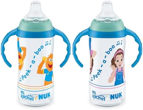 NUK Learner Cup, Ms. Rachel, 10 oz, 8+ Months, 2 pack – Soft Spout, Easy-Grip by NUK