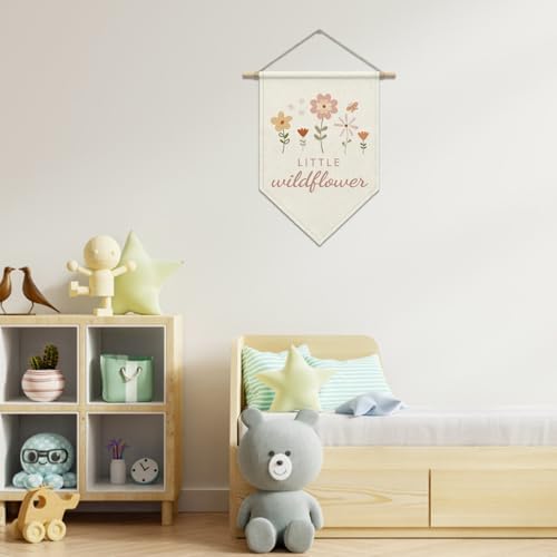 Girls Nursery Decor, Little Wildflower Pennant Hanger Banner - Image 2