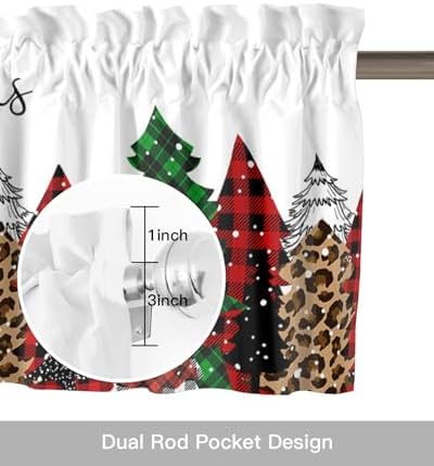 Merry Christmas Kitchen Curtains and Valances Set, Buffalo Plaid Xmas Tree - Image 6