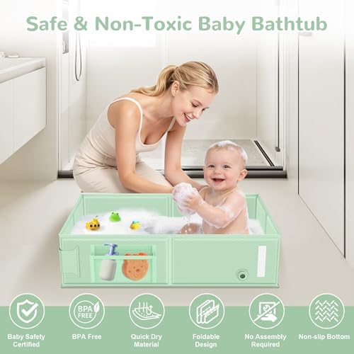 Collapsible Baby Bathtub, Foldable Toddler Bath Tub - Image 3