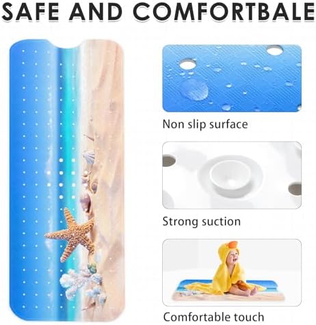 Bathtub Shower Mat 40X16 Inch, for Toddler, Beach Golden - Image 3