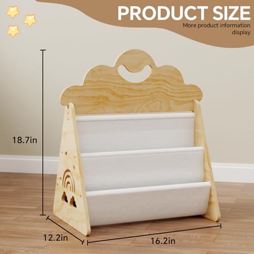 Wood Kids Bookshelf, Montessori Bookshelf, Suitable Kids Rooms, Nursery & - Image 2