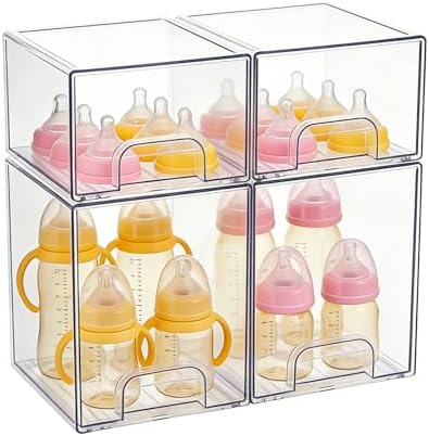 UFORU Baby Bottle Organizer, Stackable 4‑Pack Storage Drawers by UFORU