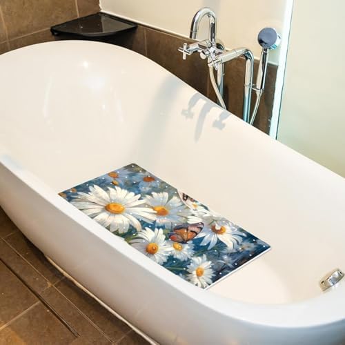 Shower Mat Non Slip, Daisies Butterflies Anti Slip Bath Mat - Image 5