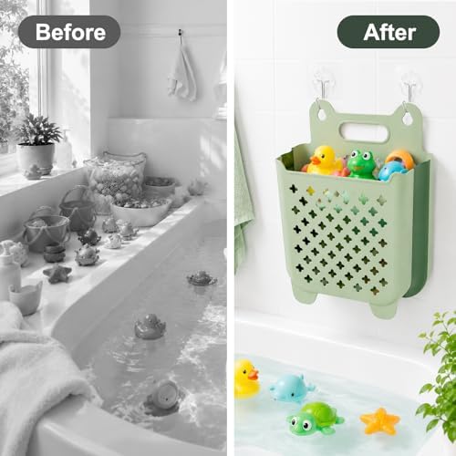 Stand Up Bath Toy Storage, Foldable Bathtub Toy Storage Caddy, Quick Drain - Image 5