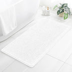 Chenille Bathroom Rug 26"x44" White, Non-Slip Plush Bath Mat by Kildoss