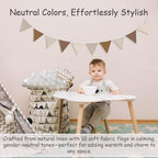 Toddler Boy Room Decor Fabric Garland, Neutral Boho Wall Hanging Pennant Banner - Image 2