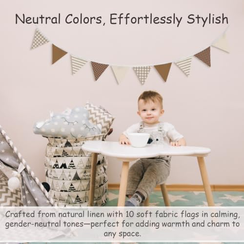 Toddler Boy Room Decor Fabric Garland, Neutral Boho Wall Hanging Pennant Banner - Image 2