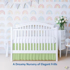 Cottington Lane Sage Crib Skirt Dust Ruffle 14" Drop, Fits 28" x 52" - Image 3
