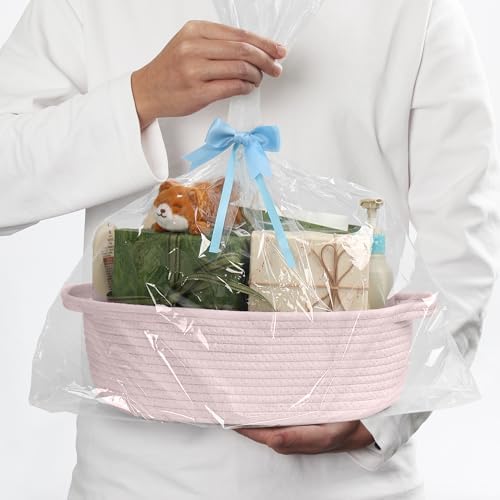 MEGASKET Pink Small Woven Basket, 13” x 9” x 5” Baskets - Image 5