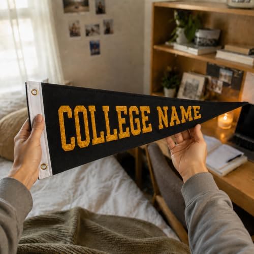 Custom College Name Felt Pennant Flag, Embroidered Varsity Letter Banner - Image 4