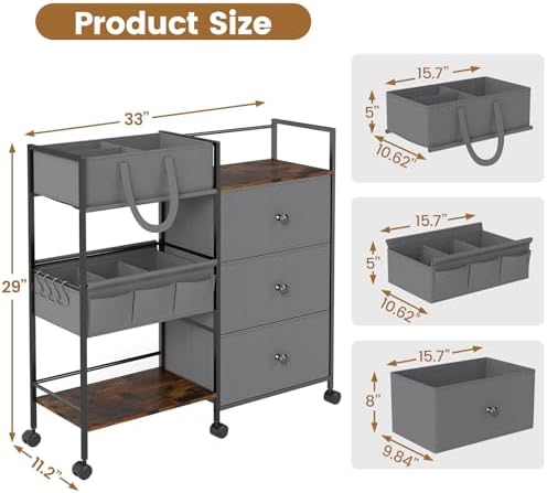 3-Tier Baby Diaper Caddy Organizer and Storage Cart, Baby Essentials - Image 2
