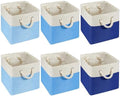 6 Pack 11x11 Inch Blue Cube Storage Bins Fabric Square Cube Baskets Handle by Geiserailie