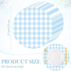 Funnymoom 60 Pcs Blue and White Gingham Disposable Paper Placemats Round Table - Image 3