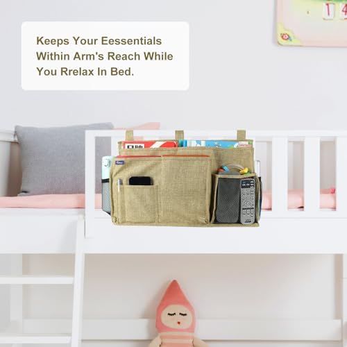 Surblue Bedside Caddy Hanging Bed Organizer Storage Bag Pocket - Image 3