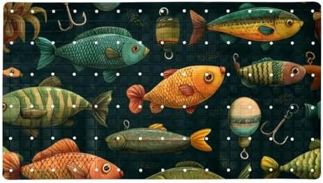 Bathtub Mat Non Slip 26.8x15.1In, Fishing Baits Bath Mat by Anna+Cowper