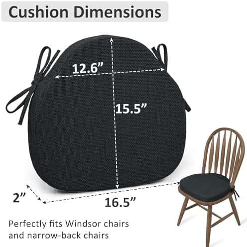 Shinnwa Kitchen Chair Cushions Set of 4, High-Resilience Foam Windsor Seat Pads - Image 6