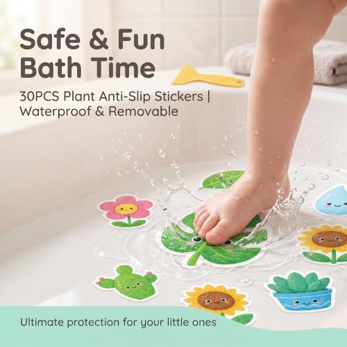 30 Pieces Plant Pattern Non Slip Bathtub Stickers EVA Waterproof Multicolor - Image 6
