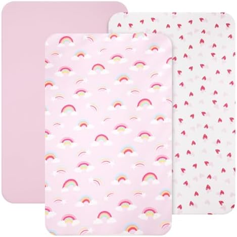david's kids 3 Pack Mini Crib Sheets, Soft Breathable Premium Pack N Play Sheets by davidskids