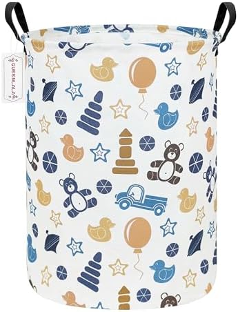 QUEENLALA Large Foldable Round Storage Basket Laundry Hamper, Colorful Bear by QUEENLALA