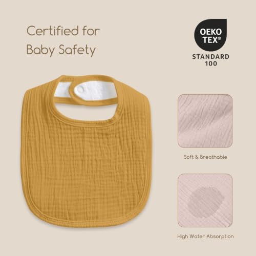6-Pack Muslin Baby Bibs for Drooling & Teething, Absorbent Bib - Image 5