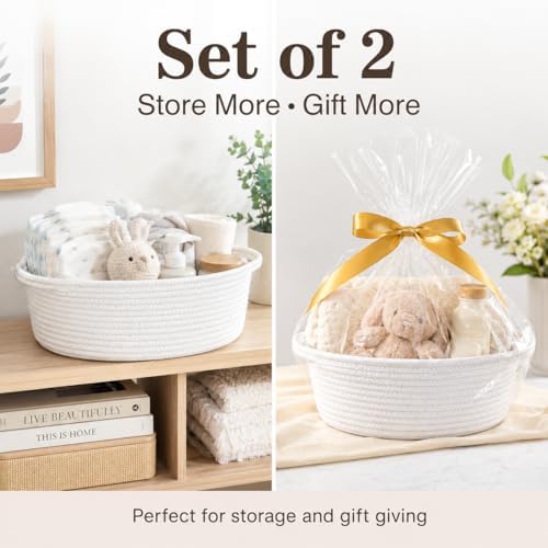 ABenkle Small Basket with Handles, Boho Decorative Rope Woven Dog Cat Toy - Image 3