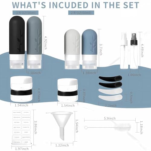 18pack Travel Bottles for Toiletries, TSA Approved Silicone Travel Containers - Image 3