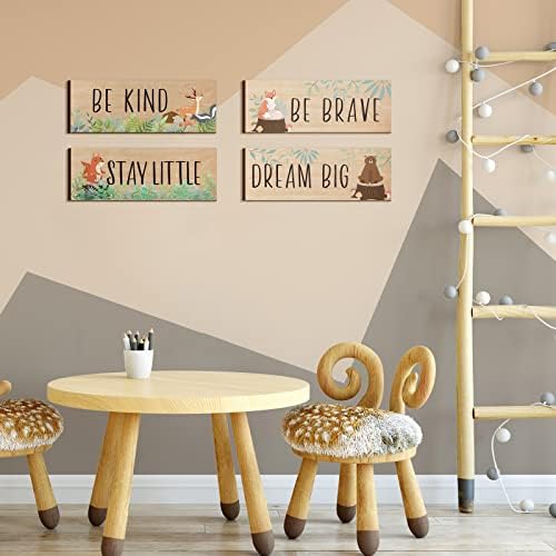 4 Pieces Woodland Nursery Decor Safari wall art Be kind brave curious Cute - Image 2