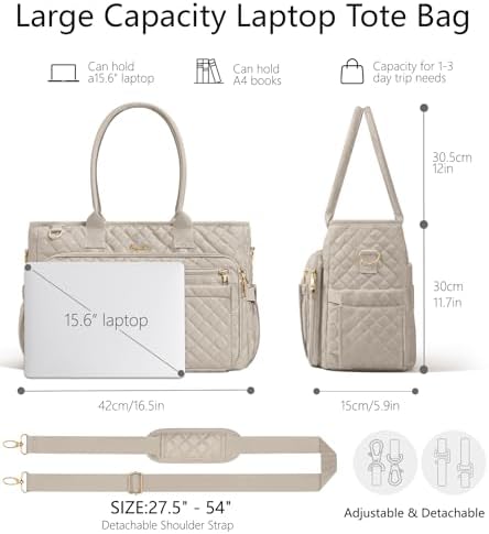 Bagstellar Teacher Tote Bag for Women, 15.6" Laptop Work Tote Computer Bag - Image 4