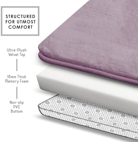 Clara Clark 3 Piece Bathroom Rugs, Velvet Memory Foam Bath Mat Set, Non-Slip - Image 5