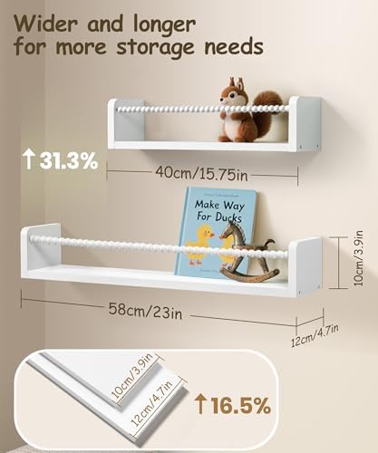 24 inch Nursery Book Shelves for Wall - Image 2