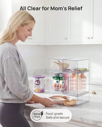 Vtopmart Clear Stackable Storage Drawers Set of 9, Plastic Organizer Bins - Image 5