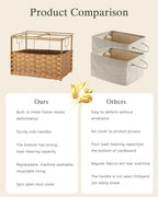 SETVSON Storage Basket with Lid Woven Wicker Baskets, 35L Natural - Image 5
