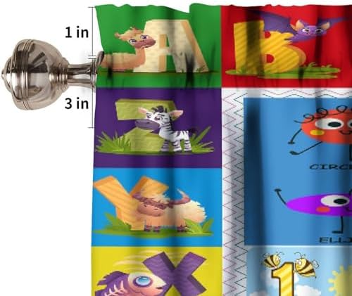 Alphabet ABC Kids Valance Curtain Colorful Cartoon Animal Learning Inspirational - Image 3