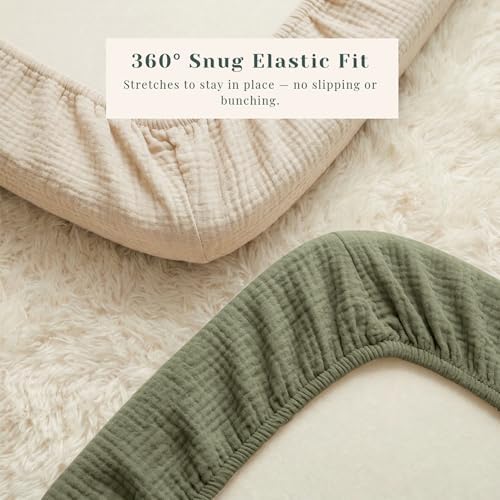 3 Pack Cotton Muslin Baby Bassinet Fitted Sheet - Image 6