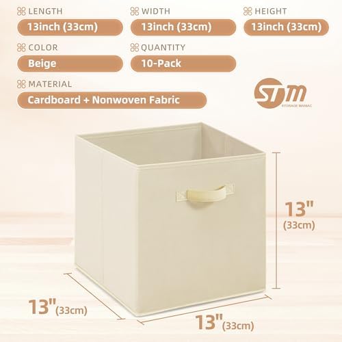 STORAGE MANIAC Storage Cubes, 13 Inch 10 Pack Collapsible Fabric Shelf Bins - Image 4