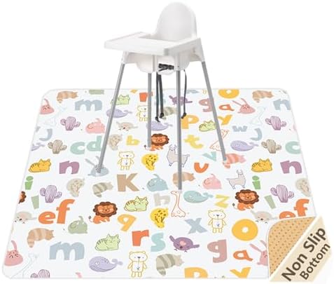 Splat Mat for Under High Chair, Waterproof Washable High Chair Floor Mat by WOMUMON
